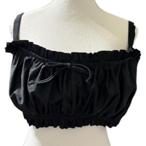 UNIQUE VINTAGE SWIM
Black Ruffled Off-Shoulder Bikini Top · Approx. Size XL